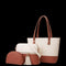 3-Piece Women's PU Leather Handbag Set – Brown & White