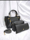 3-Piece Elegant Black PU Leather Handbag Set for Women