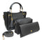 3-Piece Elegant Black PU Leather Handbag Set for Women