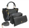 3-Piece Elegant Black PU Leather Handbag Set for Women
