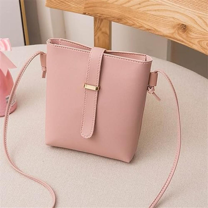 Mini Pink PU Leather Crossbody Bag for Girls – Stylish & Multipurpose