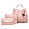 3-Piece Elegant Pink PU Leather Handbag Set for Women