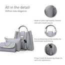 3-Piece Elegant Pink PU Leather Handbag Set for Women