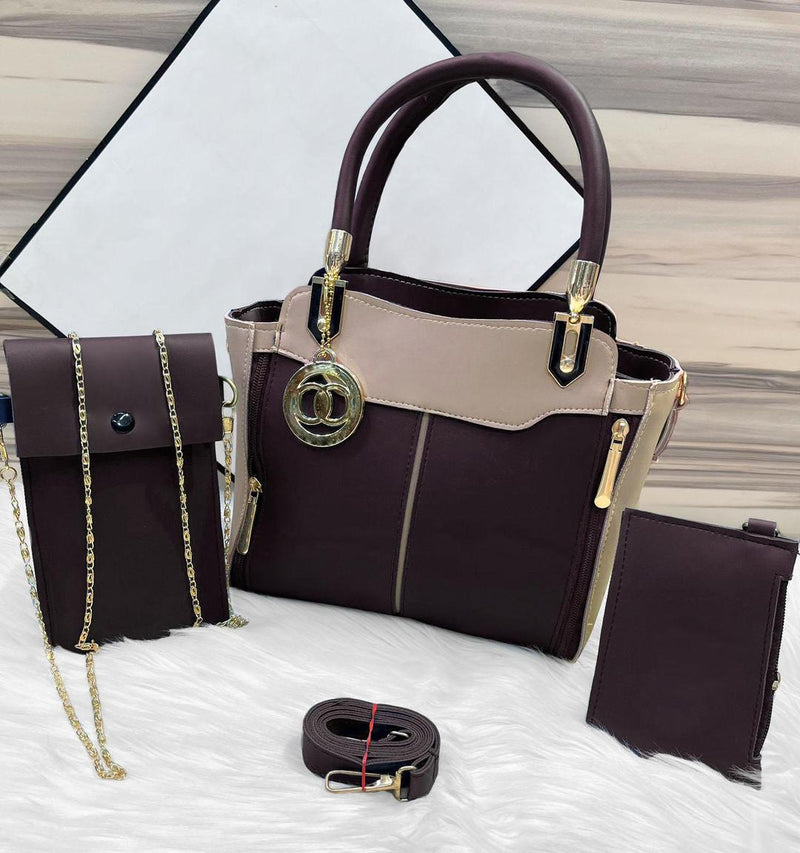 Elegant 3-Piece Brown Women's Shoulder Bag Set