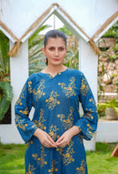 Daffodil Print 2-Piece Dress – Elegant Shirt & Trouser Set for Girls and Women