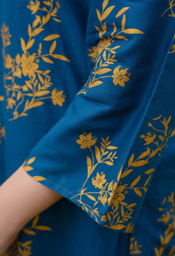 Daffodil Print 2-Piece Dress – Elegant Shirt & Trouser Set for Girls and Women