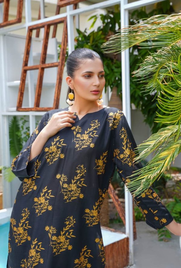 Daffodil Print 2-Piece Dress – Elegant Shirt & Trouser Set for Girls and Women