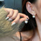 Elegant Golden Cross Pearl Zircon Earrings – Luxury Artificial Studs for Women