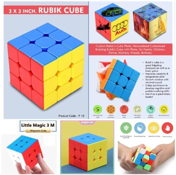 3x3 Magic Speed Rubik’s Cube Puzzle Toy for Kids – High Quality with Box (Random Color)